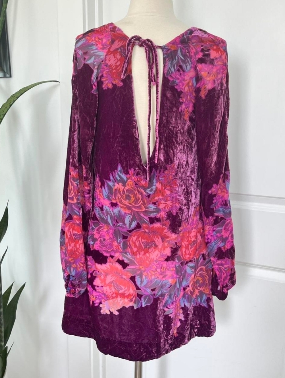 Free People Plum Velvet Floral V-Neck Maxi Dress - Picture 2 of 8